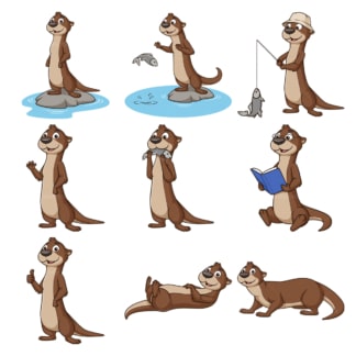 Otter-Maskottchen-Charakter。PNG - JPG和unendlich skalierberer矢量EPS - auf weißem oder transparent Hintergrund。