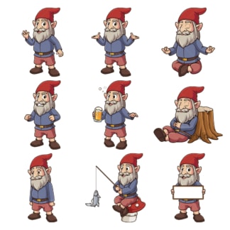 明智的Gnome-Zeichentrickfigur。PNG - JPG和unendlich skalierberer矢量EPS - auf weißem oder transparent Hintergrund。