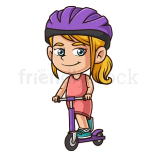 卡通女孩骑着滑板车。PNG - JPG和矢量EPS(无限扩展)。