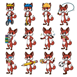 可爱的红色狐狸。PNG - JPG和无限可伸缩的矢量EPS -白色或透明的背景。