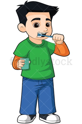 小男孩刷牙套——透明背景上的孤立图像。PNG