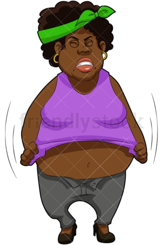 胖乎乎的黑人女人。PNG - JPG和矢量EPS(无限可扩展)。图像隔离在透明背景上。
