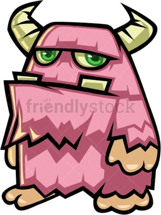 毛茸茸的粉色怪兽卡通人物。PNG - JPG和矢量EPS(无限可扩展)。