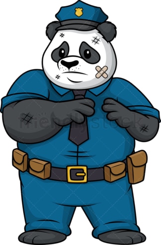 熊猫警察被打了。PNG - JPG和矢量EPS(无限可扩展)。