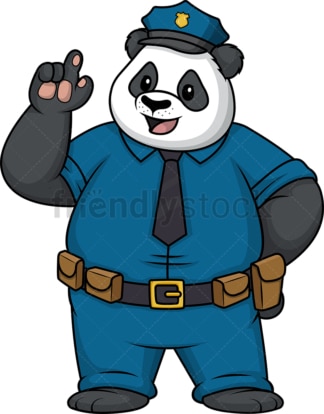 熊猫警察指着上面。PNG - JPG和矢量EPS(无限可扩展)。