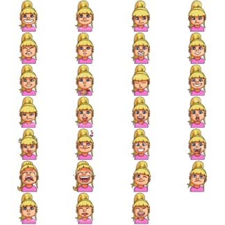 Emoji-Gesichter des kleinen Mädchens。PNG - JPG-和矢量- eps -数据格式(unendlich skalierbar)。图片透明透明，腹地隔离。