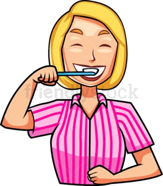 女人在刷牙。PNG - JPG和矢量EPS文件格式(无限可扩展)。图像隔离在透明背景上。