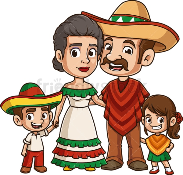 墨西哥家庭。PNG - JPG和矢量EPS文件格式(无限扩展)。图像隔离在透明背景上。