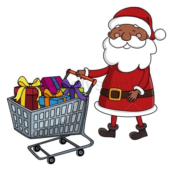 黑色圣诞老人和购物车。PNG - JPG和矢量EPS(无限可扩展)。