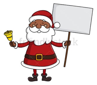 黑色的圣诞老人举着空白的牌子。PNG - JPG和矢量EPS(无限可扩展)。