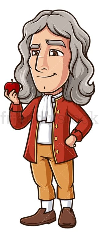 艾萨克·牛顿拿着苹果。PNG - JPG和矢量EPS(无限可扩展)。